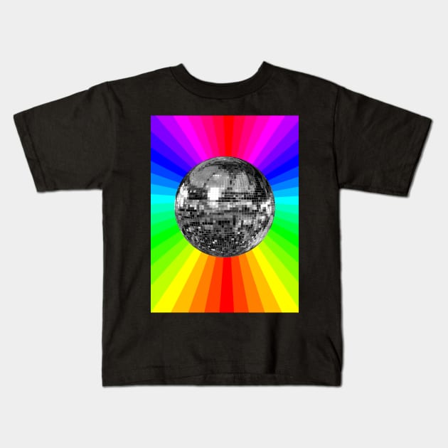 Disco Ball Funky Rainbow Prism Party Kids T-Shirt by Art by Deborah Camp